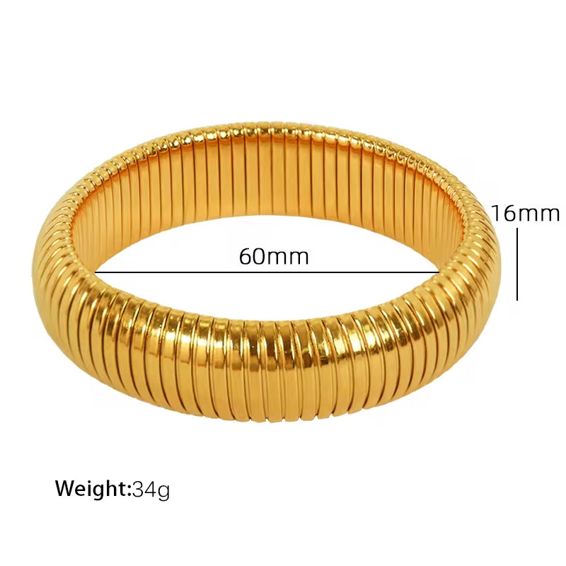 JEWELRY Fashion Stainless Steel Wide Face Bracelet Trendy Color Blocking Bracelet Stretchy Snake Bone for Women My Store