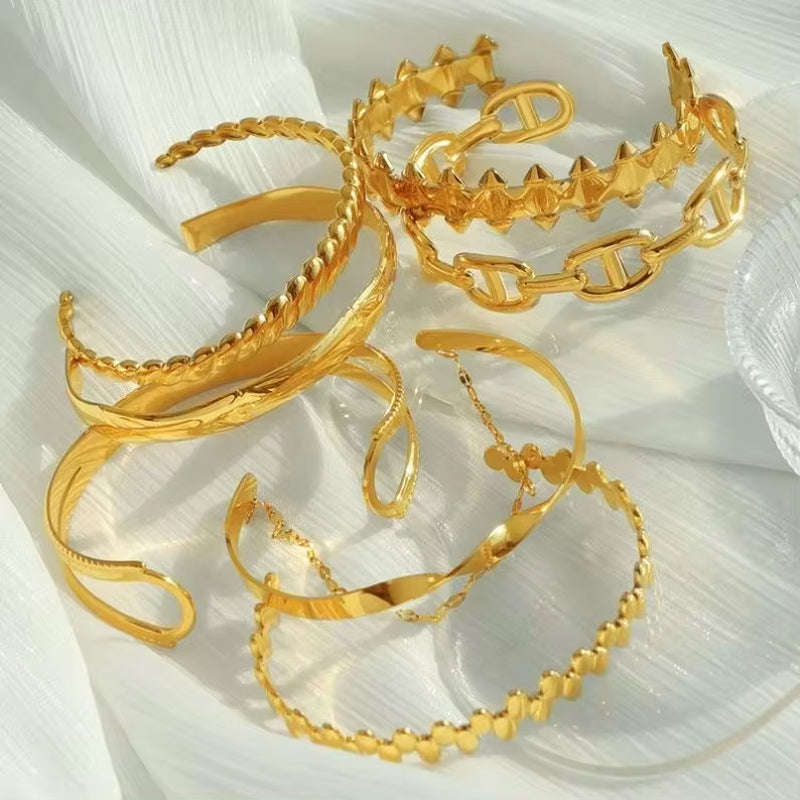 JEWELRY SZ29-35 2024 Fashion Stainless Steel Open Bangle Exaggerated Irregular Bangle My Store