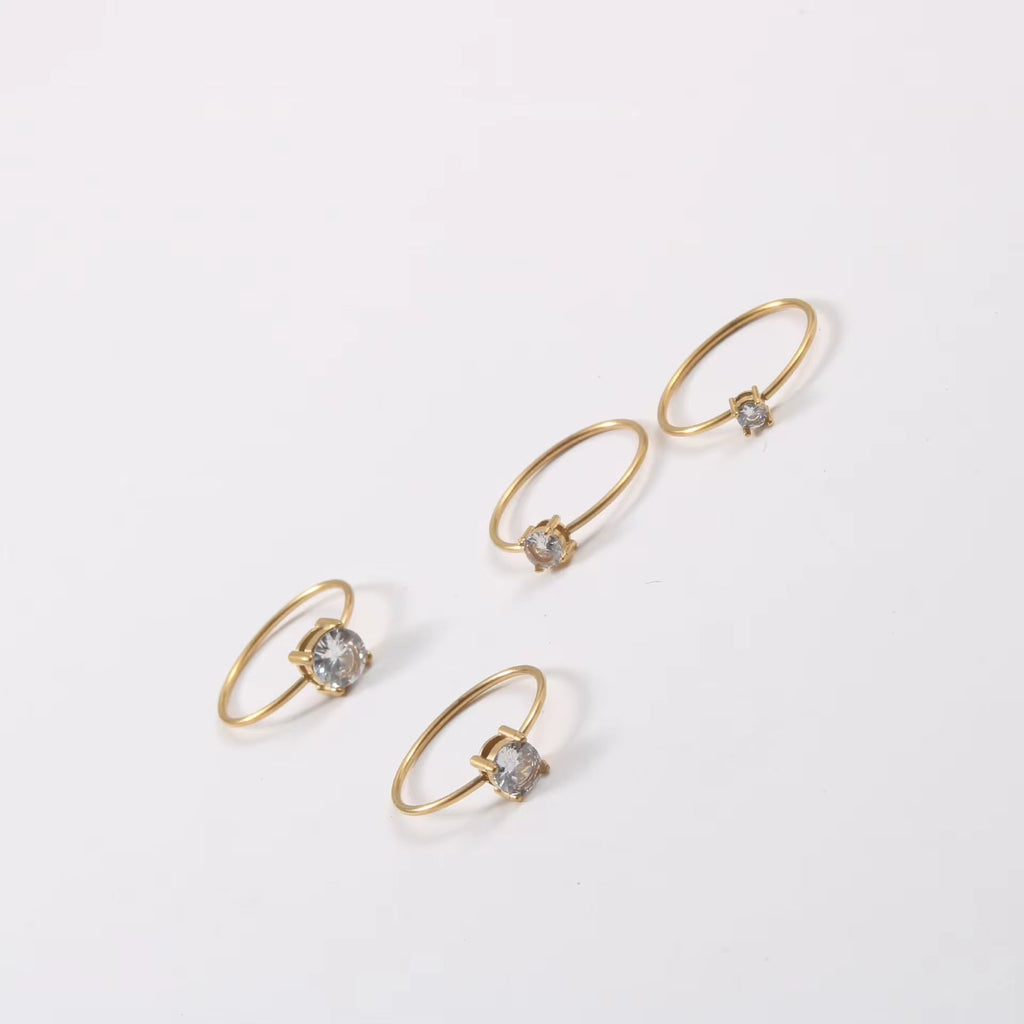 3/4/5/6Mm Cz Diamond Riings Waterproof 18K Gold Plated Fine Linellae Stainless Steel Zirconia Rings for Women My Store