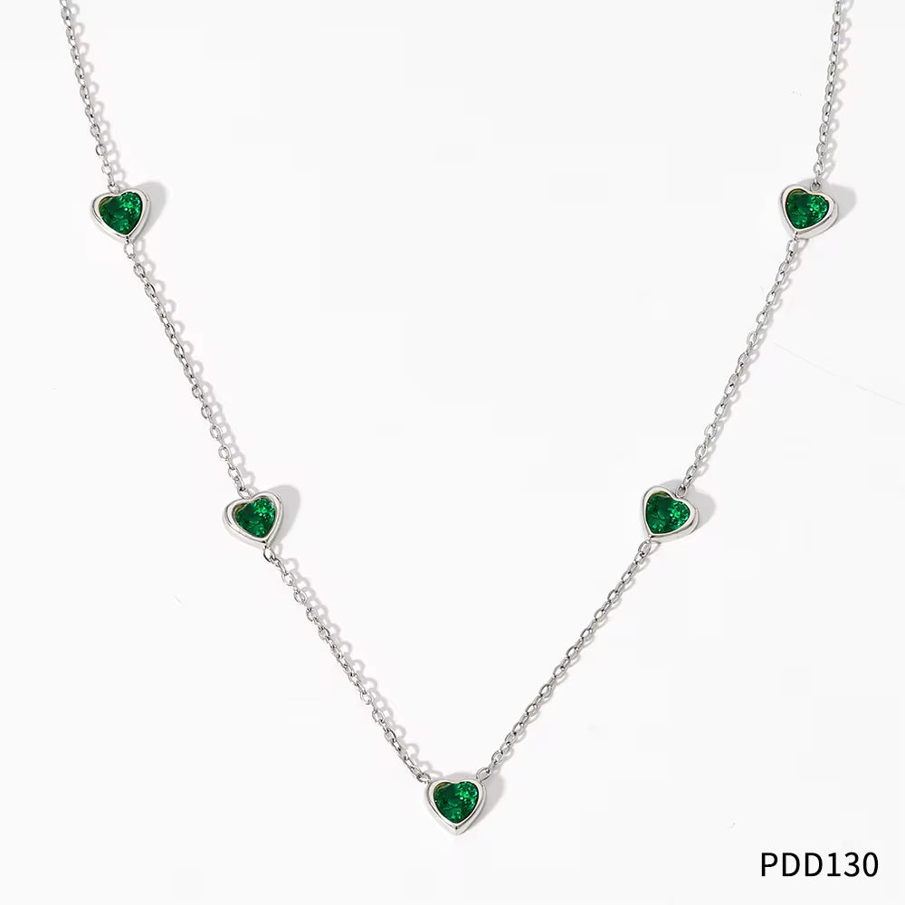 Luxury Jewelry Stainless Steel Chain Chocker Heart Zircon Pendant Necklace My Store