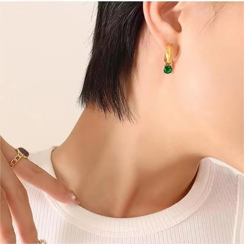 18K Gold Plated Stylish Charm Aretes Jewelry Stainless Steel Geometric Drop Pearl Zircon Studs Earrings Orecchino My Store