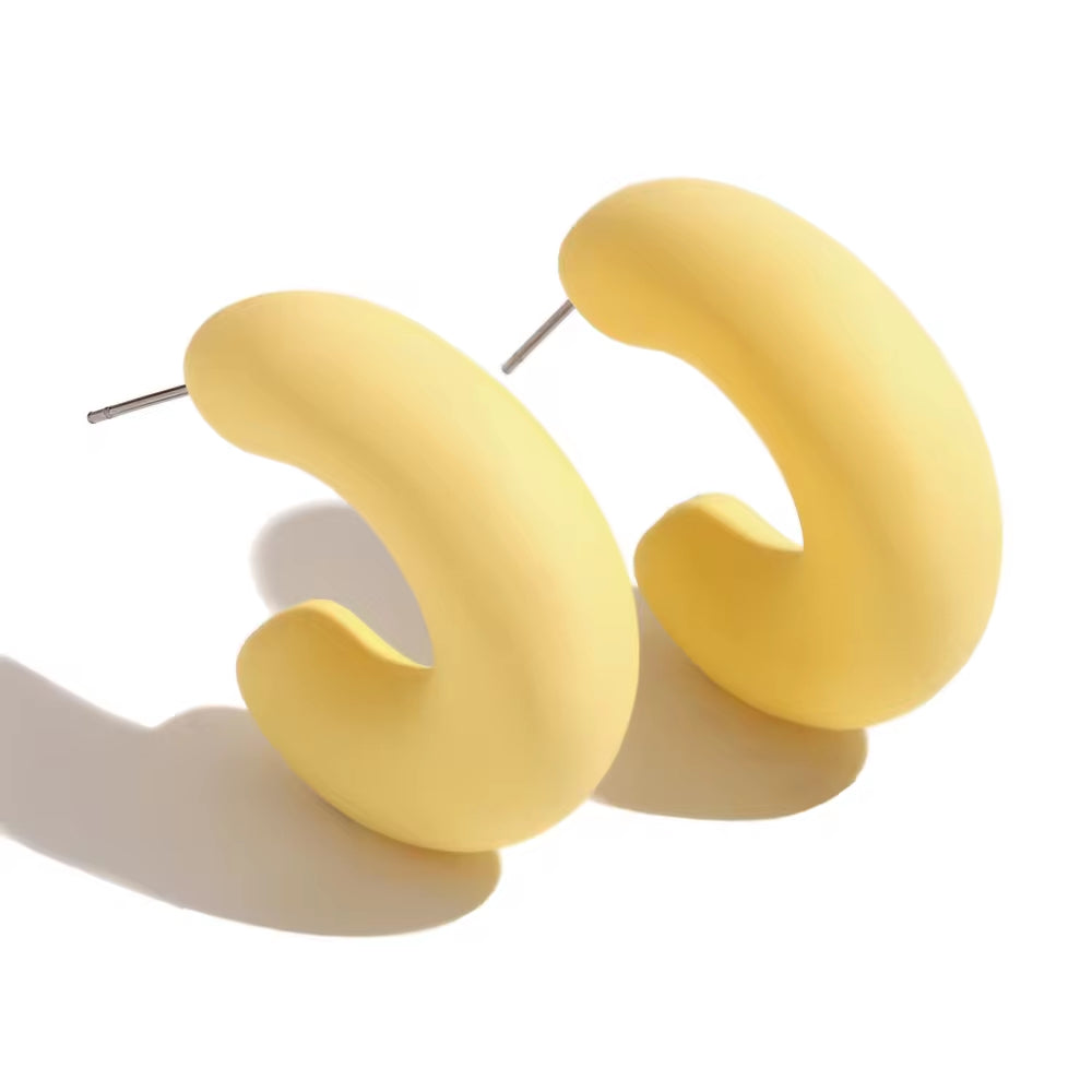 Colorful ABS Resin Spring Jewelry Enamel Hoop Earrings Stainless Steel Jewelry Gifts for Women My Store