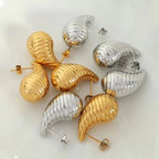 JEWELRY EH229 the Newest Stainless Steel Hollow Threaded Drop Earrings Vintage Style Street Earrings My Store