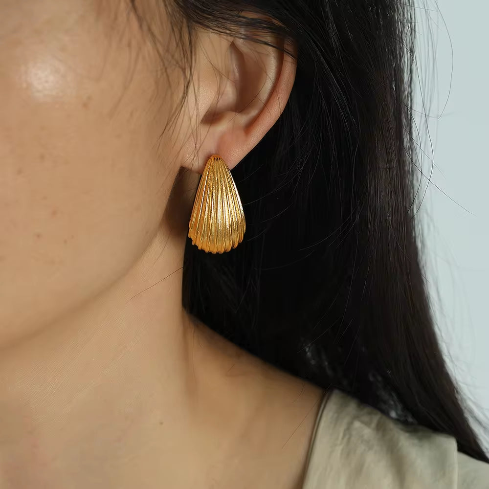 JEWELRY EH43-EH45-EH48 Wholesale Striped Earrings Stainless Steel 18K Gold Plated Fashion Jewelry Earrings for Women My Store