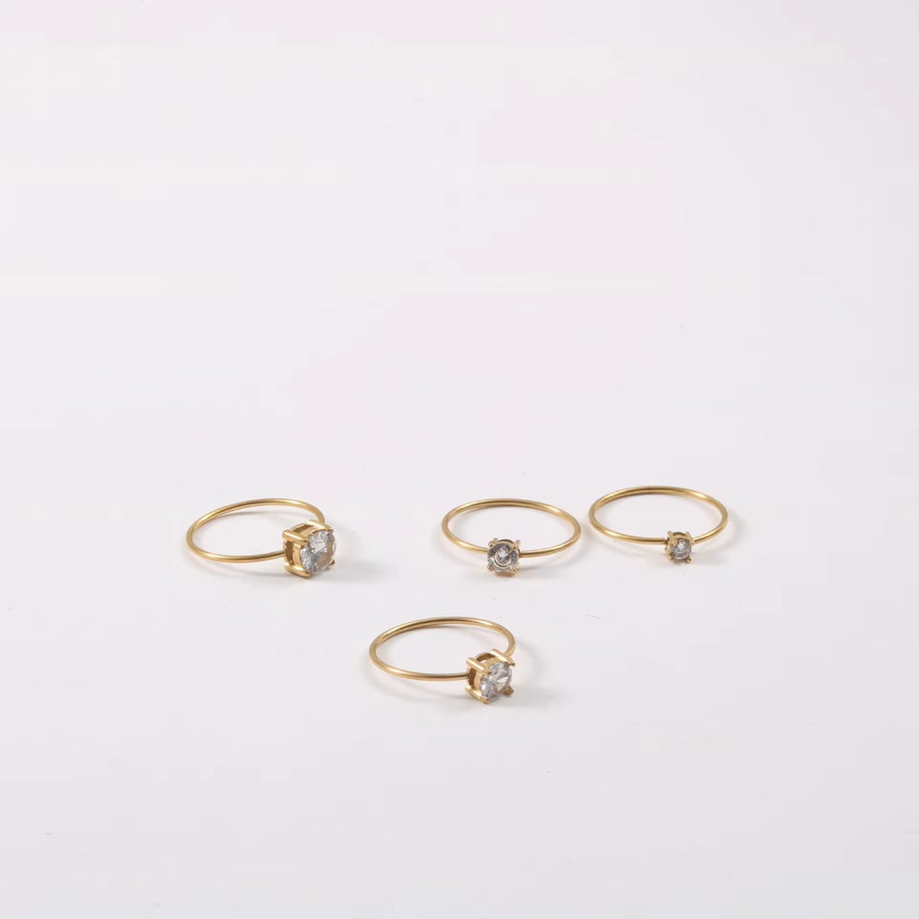 3/4/5/6Mm Cz Diamond Riings Waterproof 18K Gold Plated Fine Linellae Stainless Steel Zirconia Rings for Women My Store
