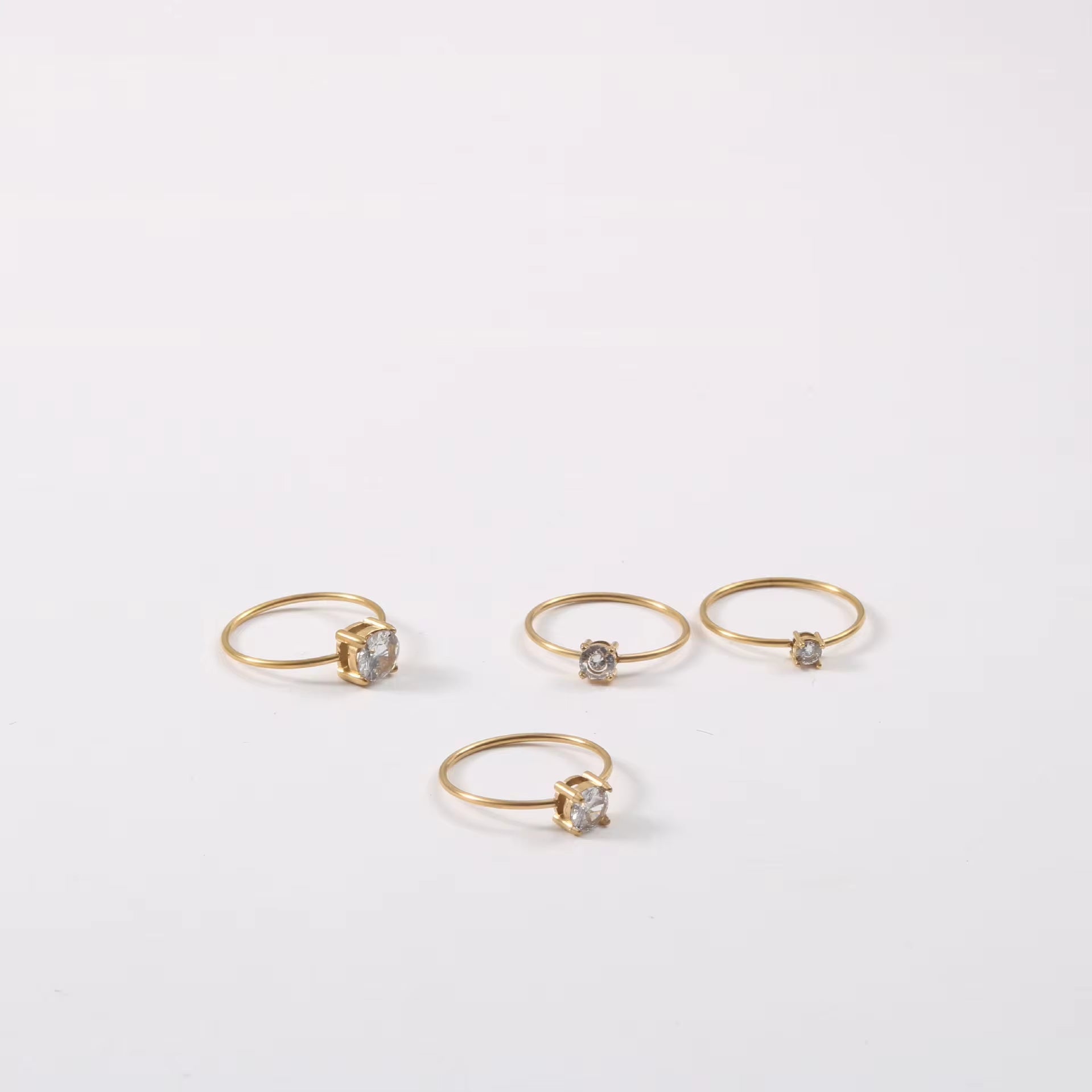 3/4/5/6Mm Cz Diamond Riings Waterproof 18K Gold Plated Fine Linellae Stainless Steel Zirconia Rings for Women My Store