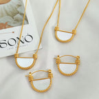 JEWELRY XL78-EH221 Factory Made Thick Cut White Mother of Pearl Premium Feeling Airy Necklace and Earrings Set Women My Store