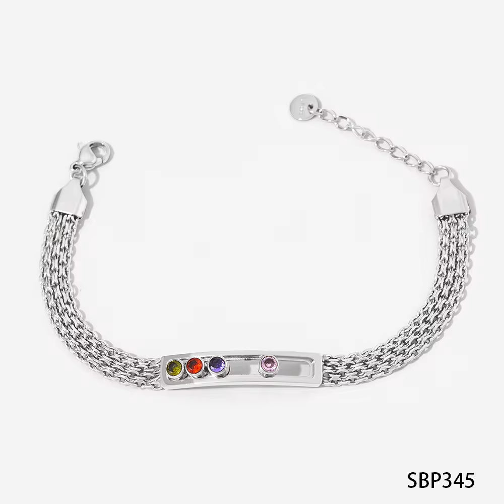 Vintage Waterproof Sliding Crystal Zircon Bracelet Tarnish Free Stainless Steel Fashion Jewelry Mesh Chain Bracelets Women My Store