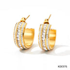 New Ins Designs Minimalist C Shape 18K Gold Plated Zircon Stainless Steel Stud Earrings for Women Jewelry My Store