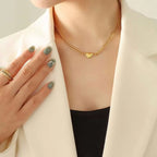 Trendy 18K Gold Plated Stainless Steel Jewelry Figaro Chain Link Cute Love Heart Necklace for Women My Store