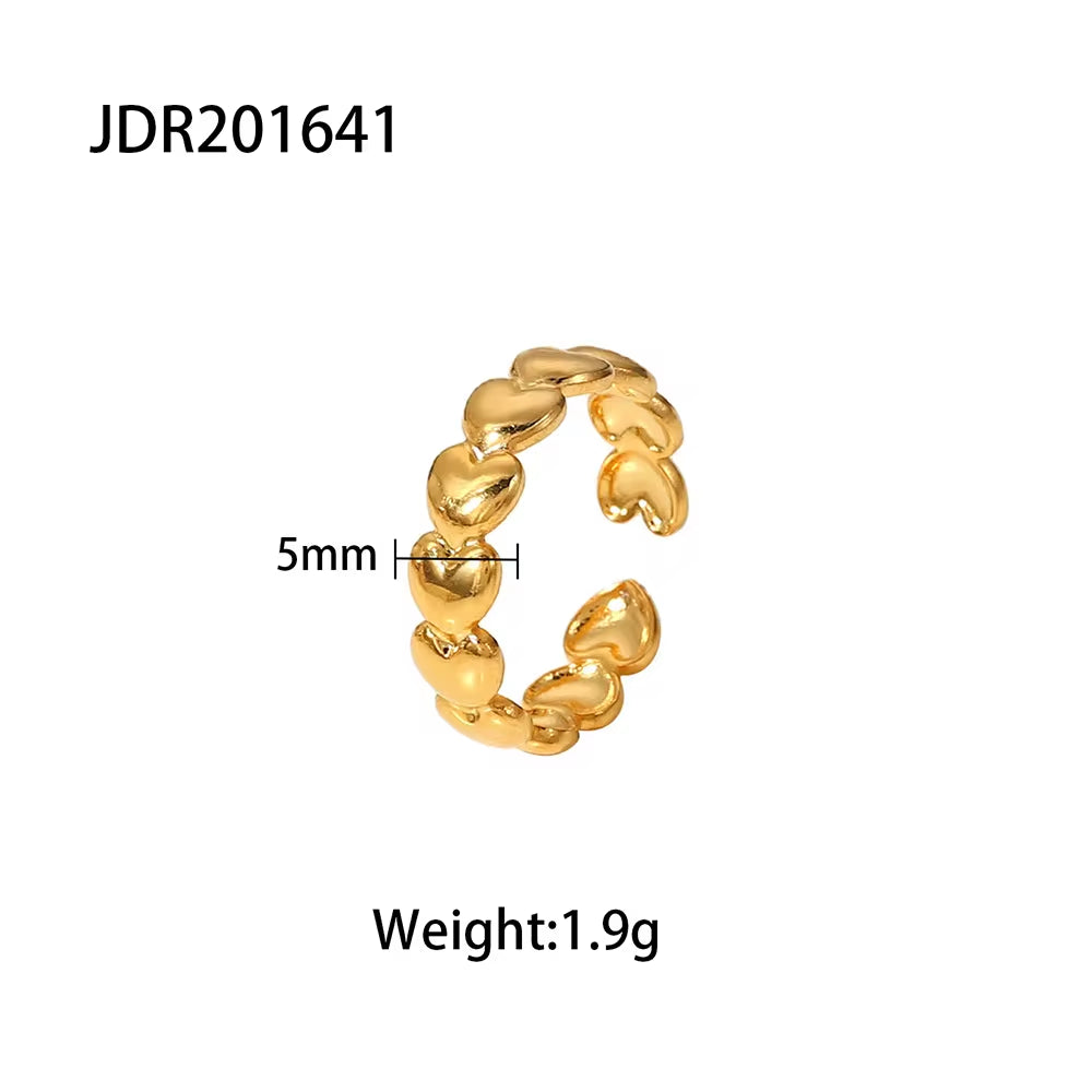 Simple Metally 18K PVD Gold Plated Stainless Steel Multi Layer Geometric Cross Open Adjustable Rings for Women My Store