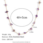 Purple Crystal Choker Gemstone Beaded Gold Plated Necklace Stainless Steel Jewelry Valentines Day Gift 2024 My Store