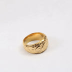 FANJIN Jewelry Wholesale 18K Gold Plated Band Meteor Crater Chunky Stainless Steel Rings for Women Statement Rings My Store