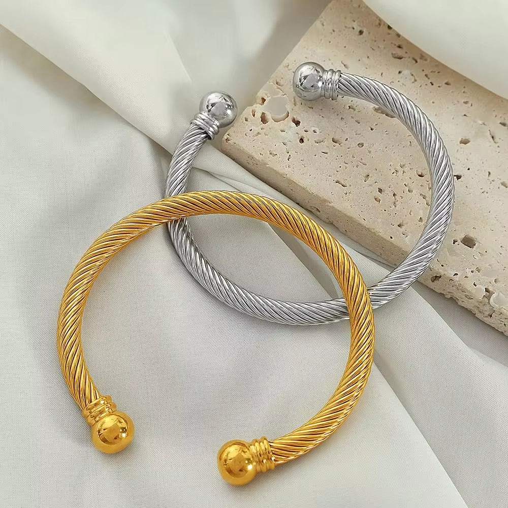 JEWELRY SZ55 Custom Stretch Threaded Stainless Steel Wire Bracelet Wholesale for Men Bangles My Store