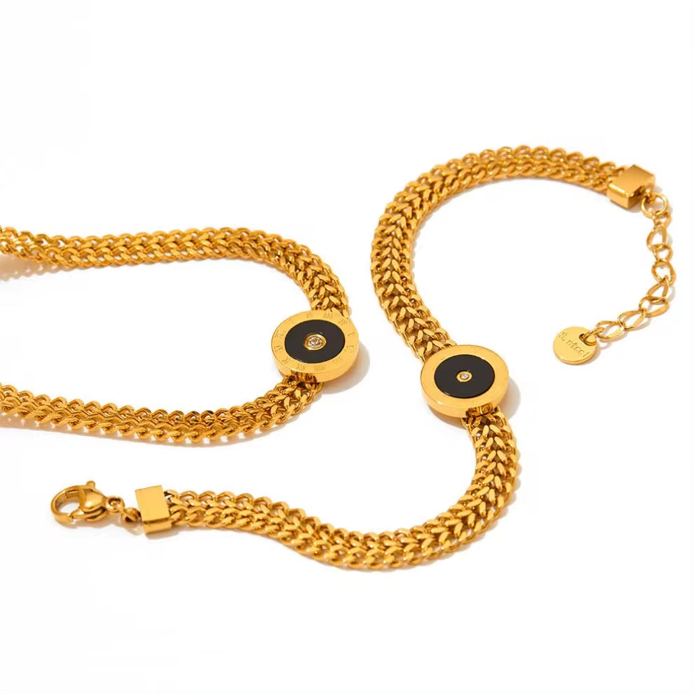 Shell Stainless Steel Charm Gold Cuban Chain Cz Bracelet Bangle Women Trendy Classic Jewelry My Store