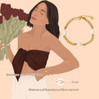 Vintage Pearl Charm Cuban Link Chain Bracelet 18K Gold Plated Stainless Steel Chain Bracelet My Store