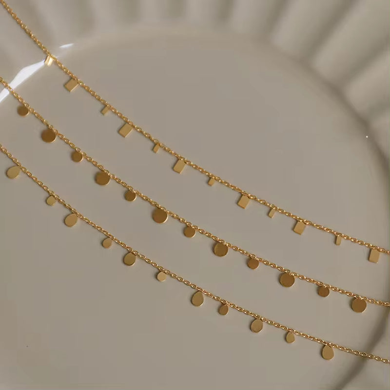 Waterproof 18K Gold Plated Stainless Steel Waterdrop Statement Stackage Necklace Link Chain Block Square Necklace for Women My Store