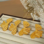 JEWELRY EH103 Fashion Ginkgo Biloba Earrings Fashion Earrings Exaggerated Heavy Duty Stainless Steel Earrings My Store