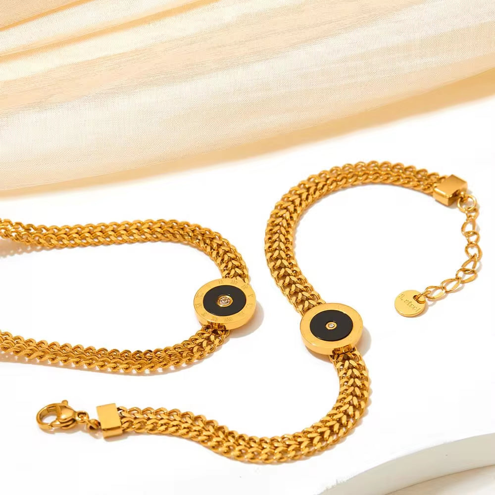 Shell Stainless Steel Charm Gold Cuban Chain Cz Bracelet Bangle Women Trendy Classic Jewelry My Store