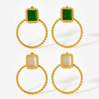 New Retro Exaggerated Elegant Big Statement Sexy Accessories Women Gold Plated Opal Screw Back Stud Earrings My Store