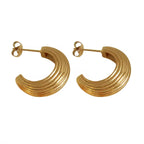 JEWELRY EH03 Factory Supply Hong Kong Style Simple Earrings Unique Striped C-Ring Earrings My Store