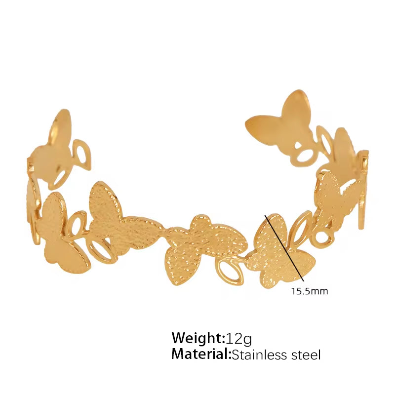 JEWELRY SZ19-24 2024 Vintage Heavy Textured Feeling Water Wave Design Open Bangle Stainless Steel Bracelet Wholesale My Store