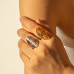 Geometric Jewelry Stainless Steel Ring Girls 18K Gold Plated Thin Lines Hollow Spiral Stacking Rings My Store