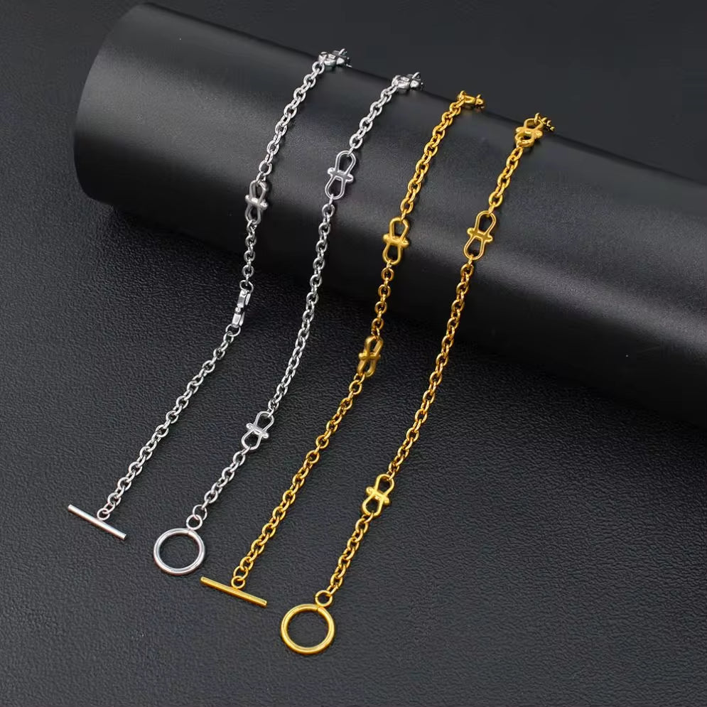 Fashion Long Chain Stainless Steel Necklace Wrapped Bracelets Sweater Chains Necklaces Jewelry My Store