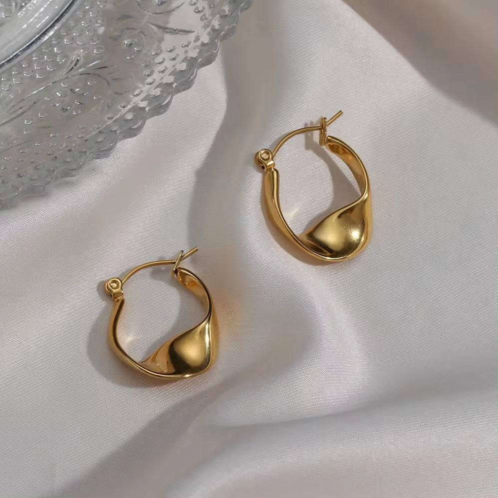 Irregular Hoop Earring 18K Gold Plated Stainless Steel Tarnish Free Wholesale Designer Inspired Earrings My Store