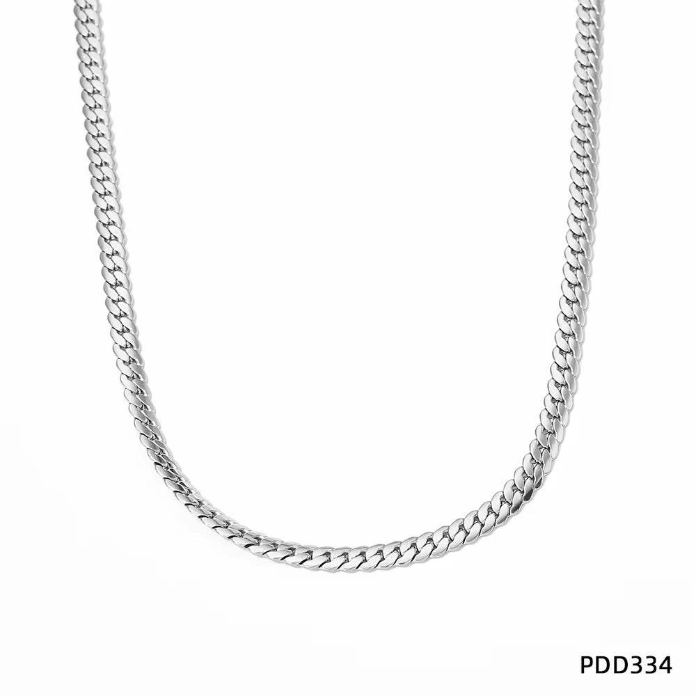 High Quality Simple 6.5Mm Width NK Cuban Chain Necklace PVD Plated Waterproof Bracelet Stainless Steel Jewelry Sets for Women My Store