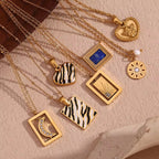Wholesale Fashion Gold Plated Necklace Set Tarnish Free Jewelry Enamel Stainless Steel Pendant Necklace My Store