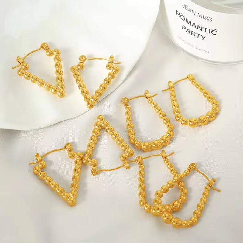 JEWELRY EH170-1 High Fashion Fashion Street Fashion Inverted Triangles Geometric Earrings round Patchwork My Store