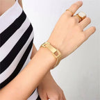 Fashion Bracelet Bangle 18 K Gold Plated Stainless Steel Jewelry Metal Clasp Cuban Bracelet for Girls My Store