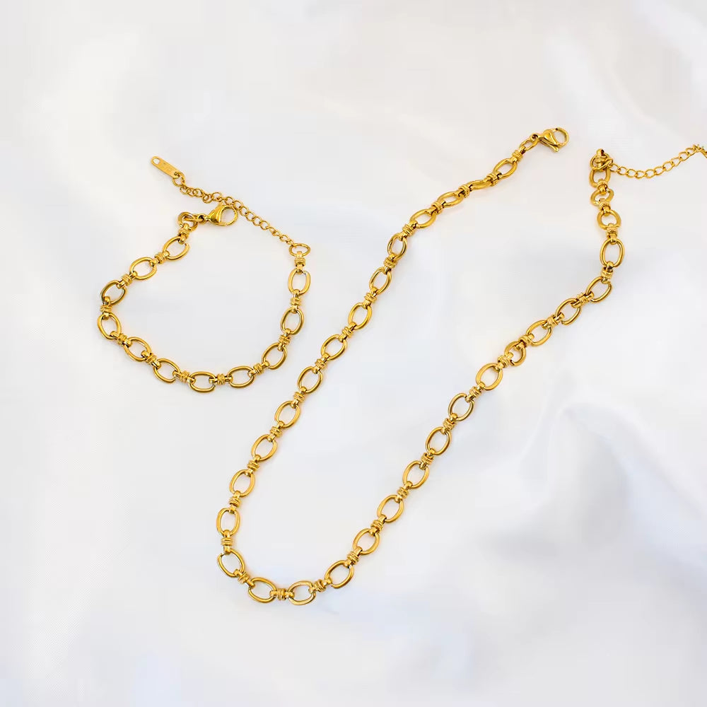 Waterproof Adjustable O-Link Chain Bangles 18K Gold Plated Stainless Steel Lobster Clasp Bracelet My Store