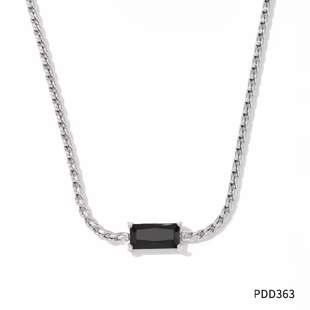 Wholesale Y2K Square CZ Pendant Necklace Stainless Steel S Chain Choker Jewelry Gifts Valentine'S Day Necklaces My Store
