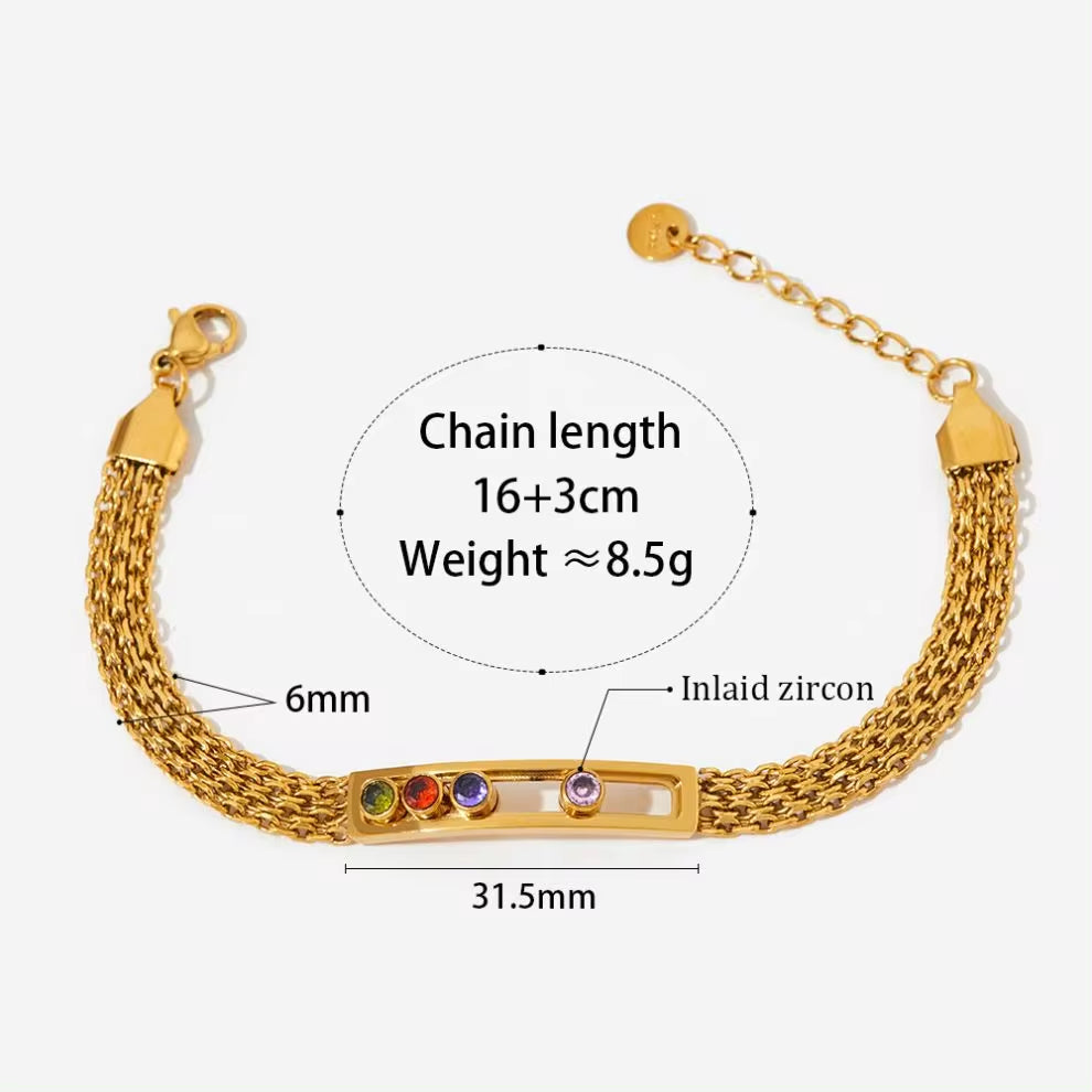 Vintage Waterproof Sliding Crystal Zircon Bracelet Tarnish Free Stainless Steel Fashion Jewelry Mesh Chain Bracelets Women My Store