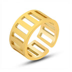18K PVD Gold Plated Stainless Steel Jewelry Hollow Adjustable Opening Rings My Store