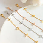 Polished 18K Gold Titanium Steel Chains Waterproof Long Bar Stainless Steel Bracelet Jewelry for Women Ladies My Store