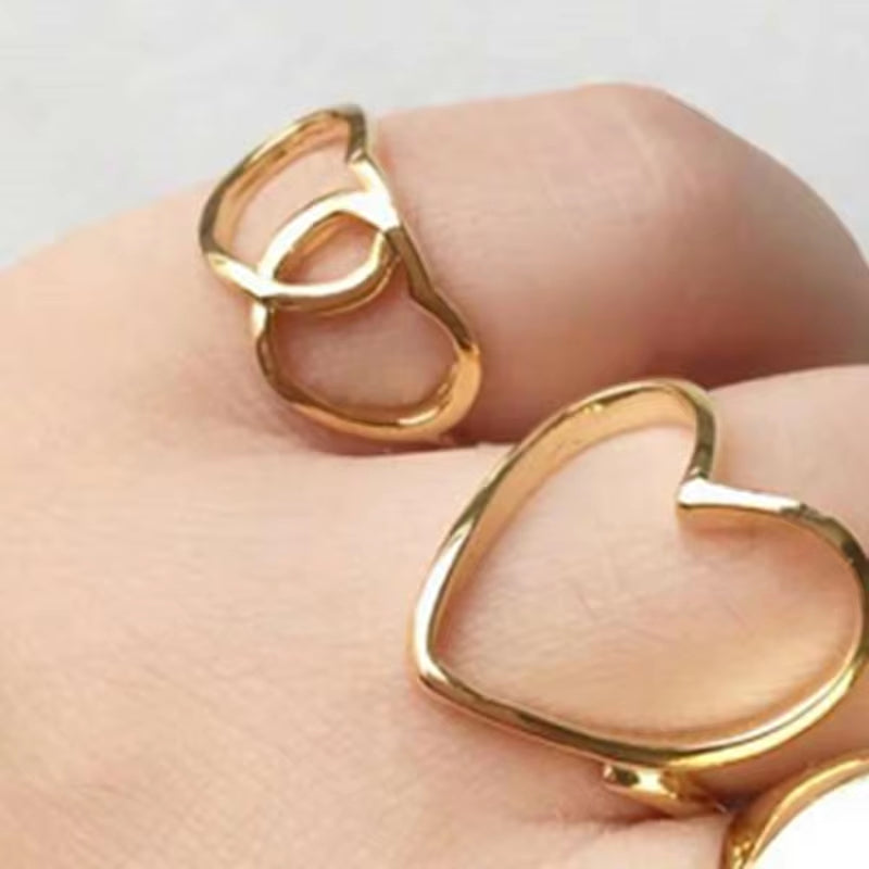 High End 18K PVD Gold Plated Double Heart Rings Stainless Steel Jewelry Women Gift My Store