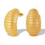 JEWELRY EH194 Best Selling Multi-Layer Pleated Openwork Striped Textured Stainless Steel Earrings Jewellery My Store