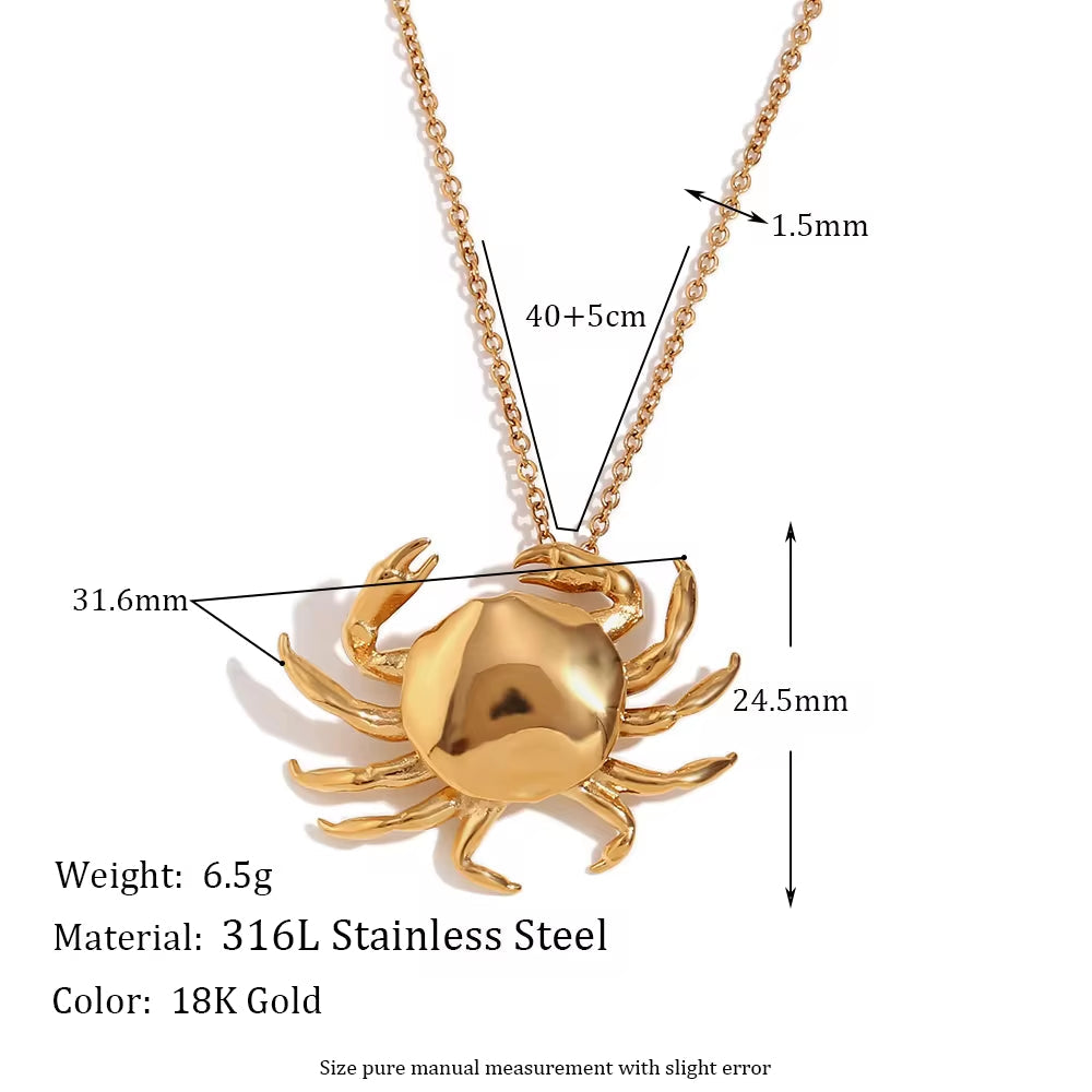 Crab Pendant Necklace 18K Gold Plated Stainless Steel Jewelry Christmas Gift Ideas 2024 My Store