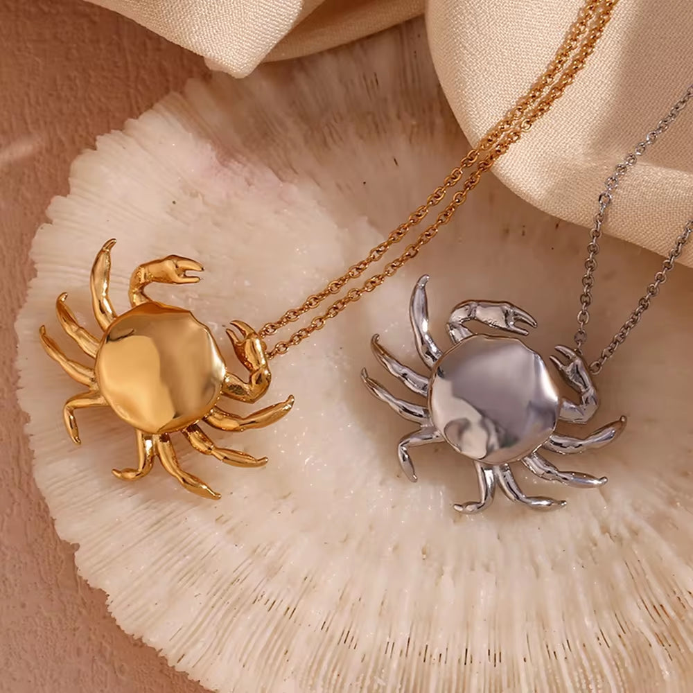 Crab Pendant Necklace 18K Gold Plated Stainless Steel Jewelry Christmas Gift Ideas 2024 My Store