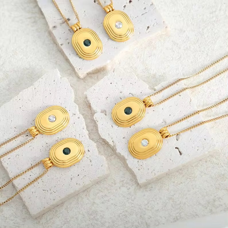 Non Tarnish Stainless Steel Jewelry Wholesale Zircon Pendant Link Chain Necklace My Store