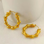 New Punk Bamboo round Gold Earrings Hoop Thick Earrings Twisted Big Metal Geometric for Women Drop Earrings Fashionable My Store