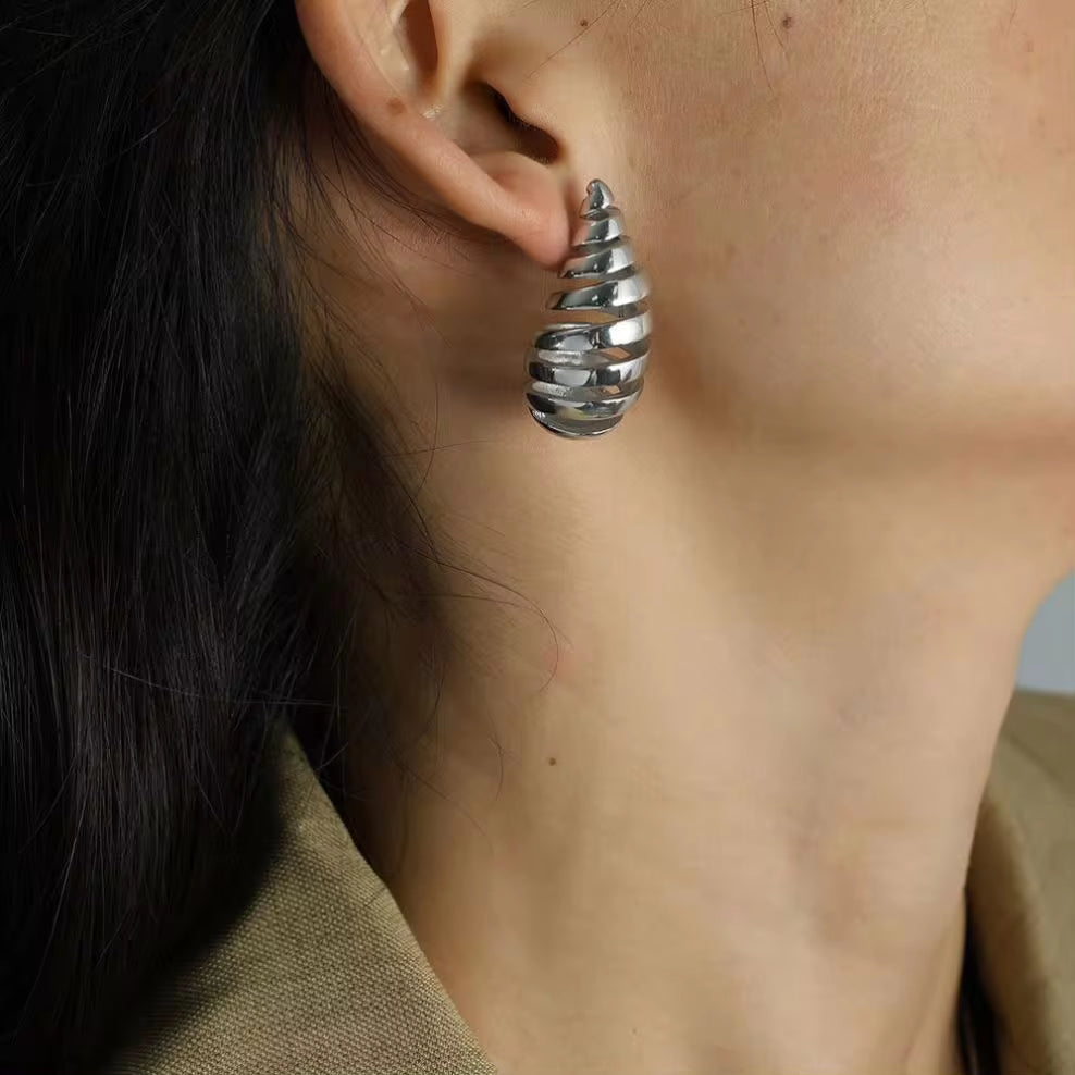 JEWELRY EH52 Water Drop Earrings Stainless Steel 18K Gold Plated Earrings Cow Horn Bags Earrings for Women My Store