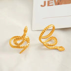 JEWELRY JZ38 Fashion Stainless Steel Alien Snake Style Ring Gold Plated 18K Open End Ring My Store