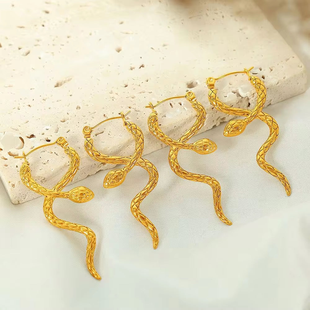 JEWELRY EH94 Factory Hot Sale Snake Cross over Surround Earrings Temperament Earrings 18K Gold Plated My Store
