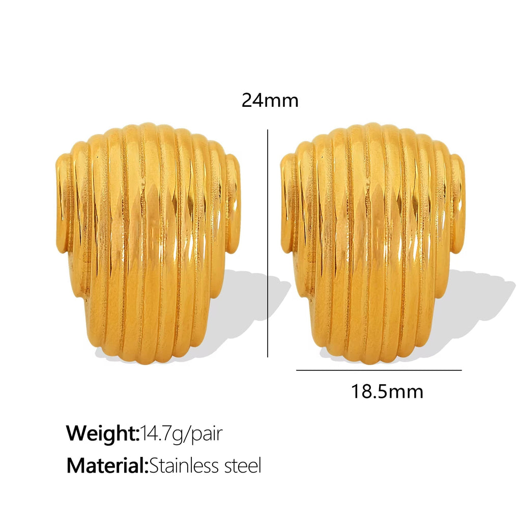 JEWELRY New Simple Irregular Geometric Earrings Vertical Pleated Hollow Half Circle Earrings My Store