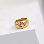 FANJIN Jewelry Wholesale 18K Gold Plated Band Meteor Crater Chunky Stainless Steel Rings for Women Statement Rings My Store