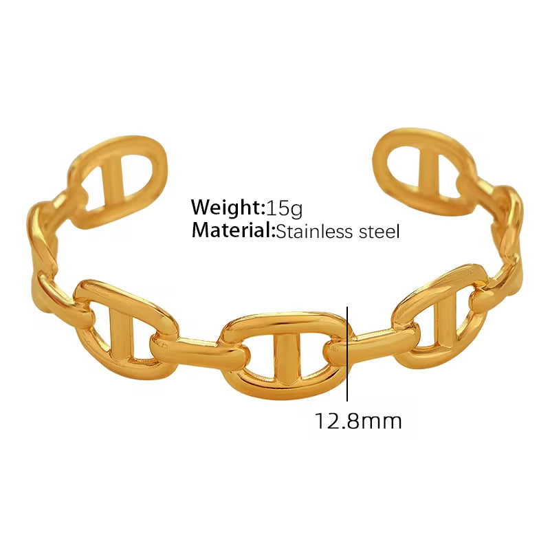 JEWELRY SZ29-35 2024 Fashion Stainless Steel Open Bangle Exaggerated Irregular Bangle My Store